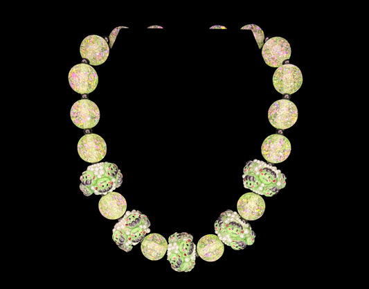 "Glitter, ghouls, and pure guts — this necklace owns spooky season. 💀✨ #BigBeadEnergy"